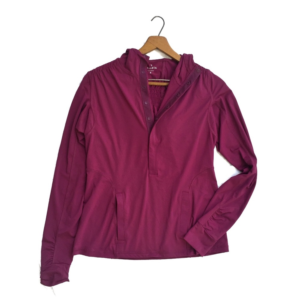 {Athleta} Purple Snap Athletic Hoodie Size Small